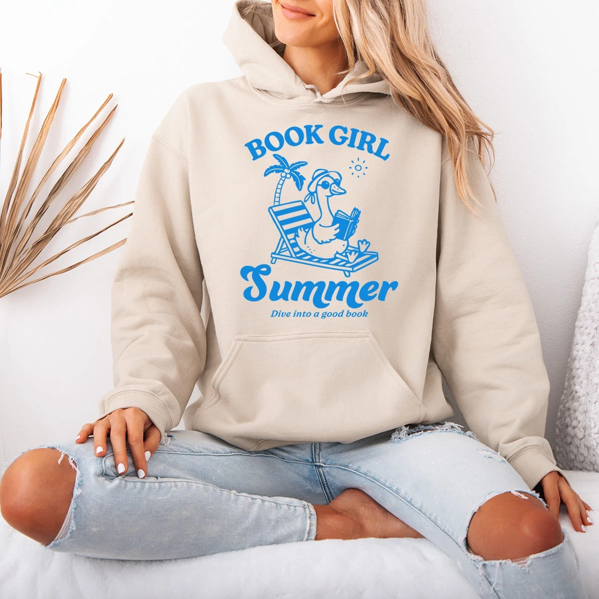 Book Girl Summer Reading Hobbies Womens Hoodie Graphic Pullover Sweatshirt