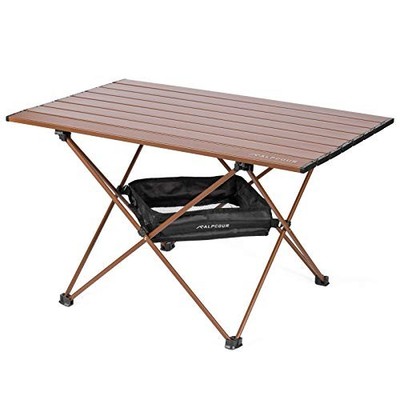 ALPCOUR PORTABLE CAMPING TABLE   LIGHTWEIGHT, COMPACT FOLDING - LARGE - COFFEE