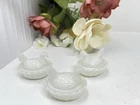 Vintage Portieux Vallerysthal France White Milk Glass Hen on Nest – Set of 3