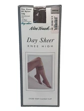 Nice Touch Day Sheer Knee High All Nylon Leg Sandstone 2-Pair Size B - New