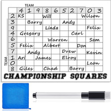 100 Football Squares Board Dry Erase - 24 X 36 Inch Reusable Office Pool Game Po