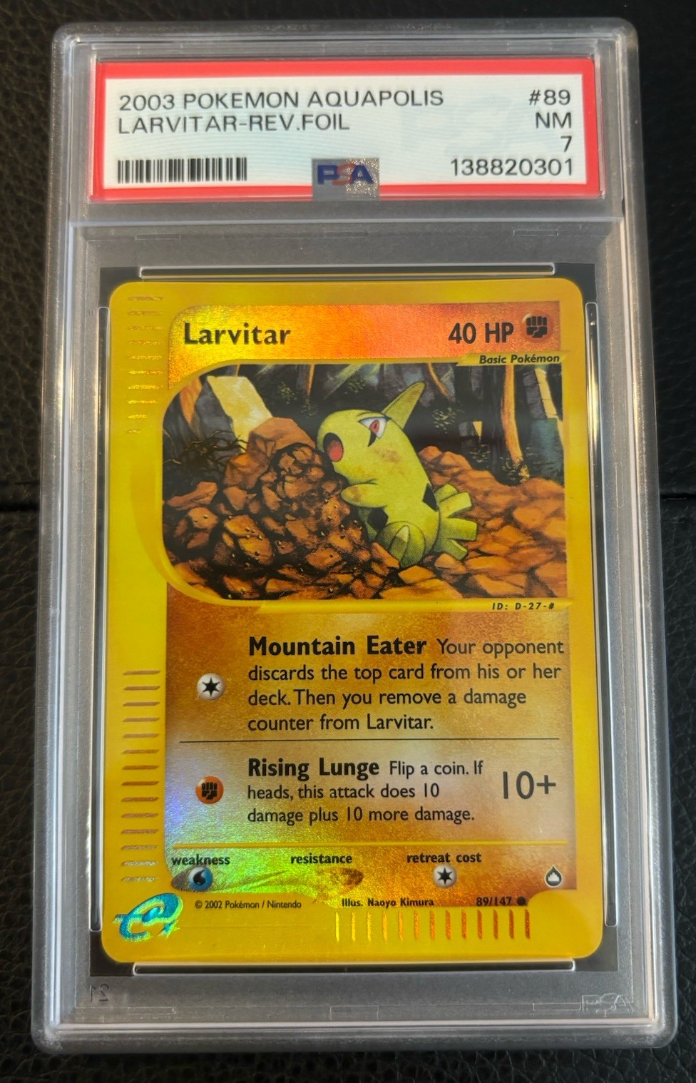 2003 Pokémon Aquapolis Larvitar Rev Holo #89 PSA 7 🔥 NM PSA Cert# 138820301