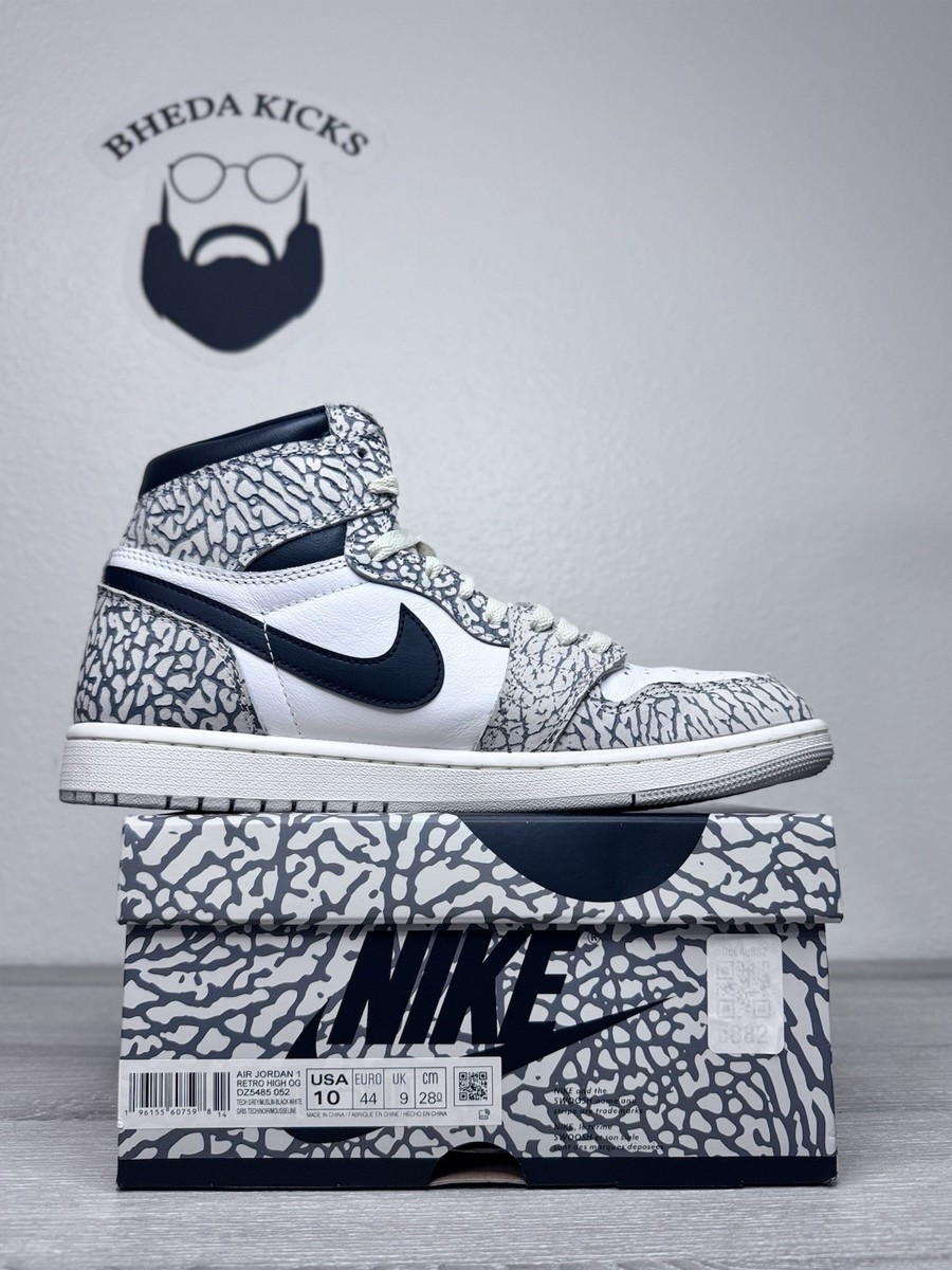 Size 10 - Air Jordan 1 Retro OG High White Cement DZ5485-052