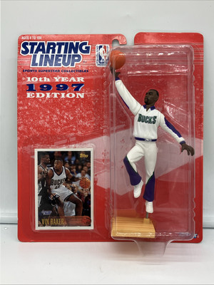 VIN BAKER Milwaukee Bucks Kenner Starting Lineup SLU 1997 NBA Figure & Card NEW