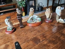 Five Owl Figurines various inc: Country Artists, Border Fine Arts, Bowbrook.