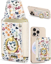Compatible with Magsafe Wallet with Ring Stand Grip - Cute Magnetic Phone Wallet