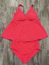 TORRID Sz 2 Tankini Top Sz 1 Bottom Stretch Orange Bikini High Waisted Set