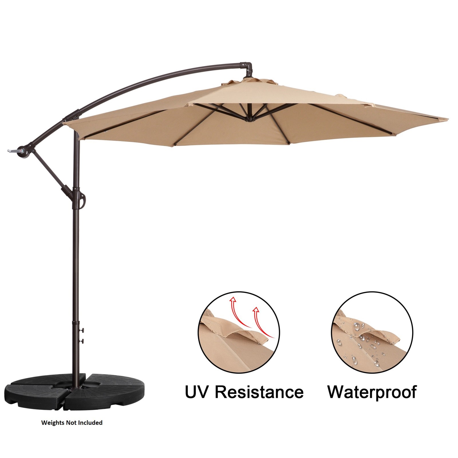 10 Foot Offset Patio Umbrella Cross T Screw in Deck Base XL Hanging Cover