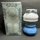 Vintage Avon Courting Lamp 2 Blue & White Milk Glass Perfume Bottle Full Elusive