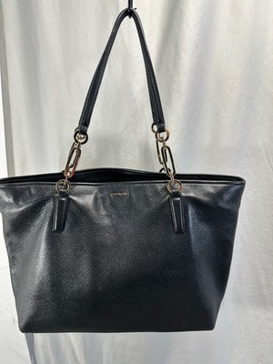 Coach East West Madison Large Tote Bag Black Leather #26769  Nice!