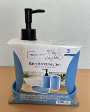 Mainstays Bathroom 3-Piece Rubberized Ceramic Bath Accessory Set Blue