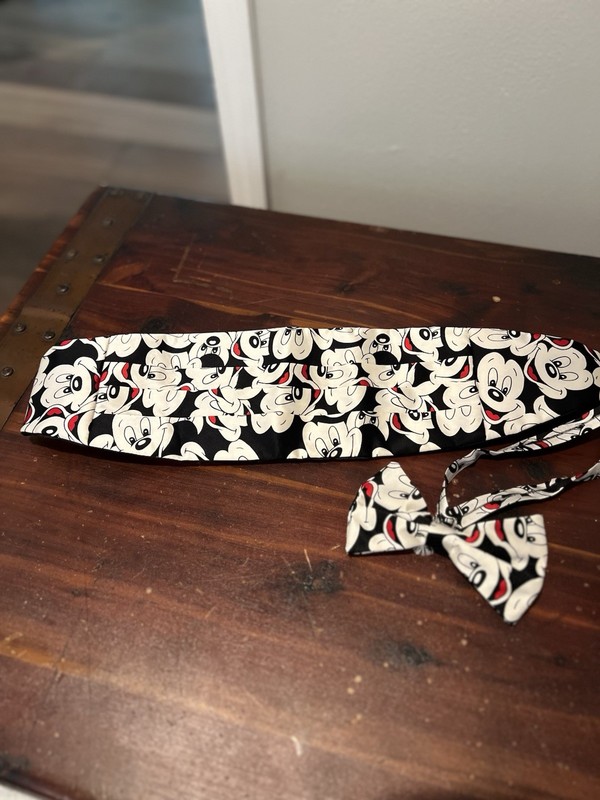 Silk Mickey Mouse FacesTuxedo Cummerbund and Bowtie Set