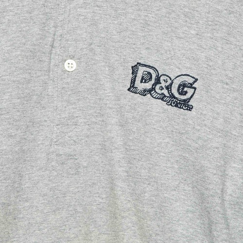 D&G Kids Grey Logo Embroidered Cotton Polo T-Shirt 14 Yrs - Picture 3 of 6