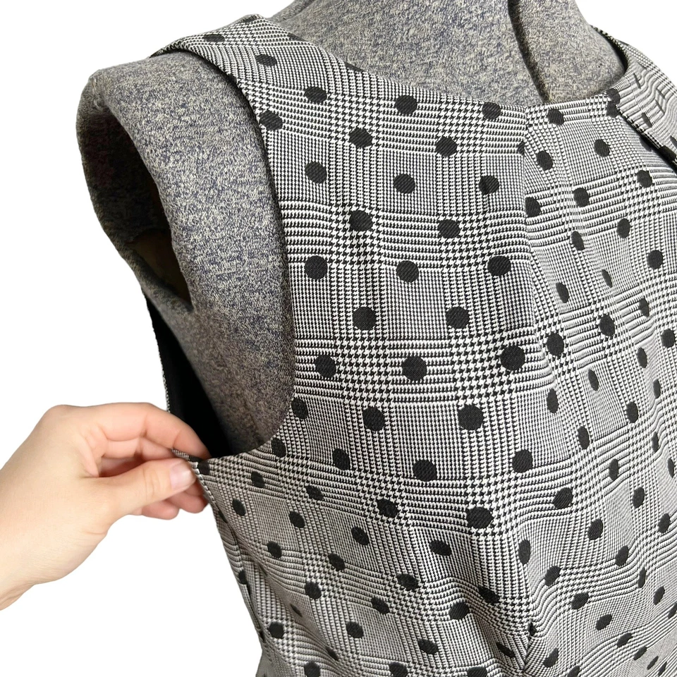Elle Gray Glen Plaid Polka Dot Houndstooth Fit & Flare Sleeveless Dress Size 10 - Image 3 of 4