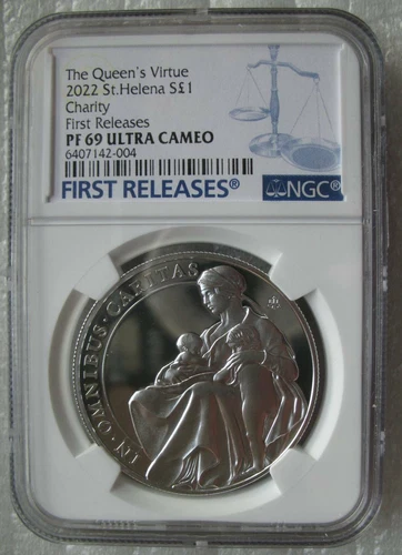 St.Helena 1 Pound 2022 Silver Proof Coin The Queen's Virtues-Charity NGC PF69 FR