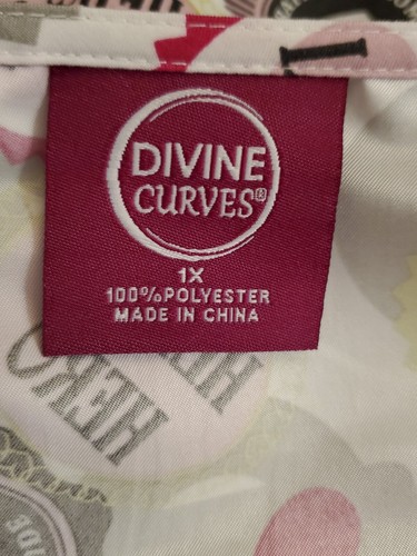 DIVINE CURVES SCRUB TOP size 1X (XL)-Pastel/White Health Hero-Chest 25.5"/L29.5 - Picture 3 of 4