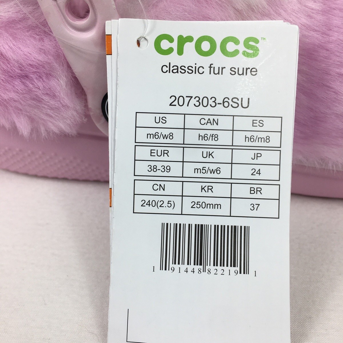 Crocs Classic Fur Sure Cotton Candy Pink Clog Slide 207303-6SU