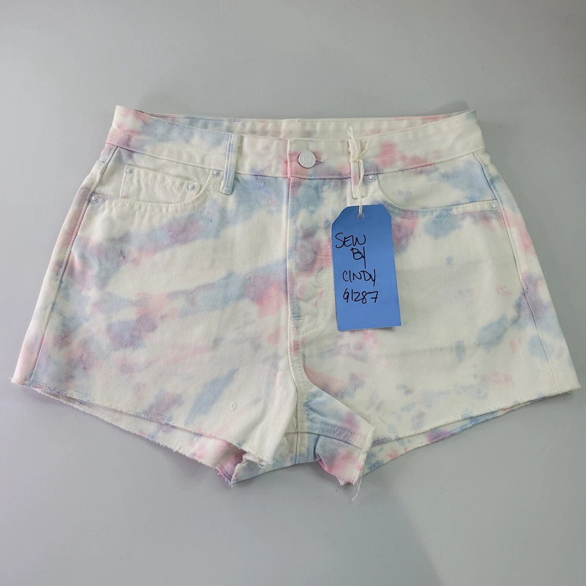 GRLFRND Cindy Tie Dye High Rise Button Fly Denim Shorts 27 Women