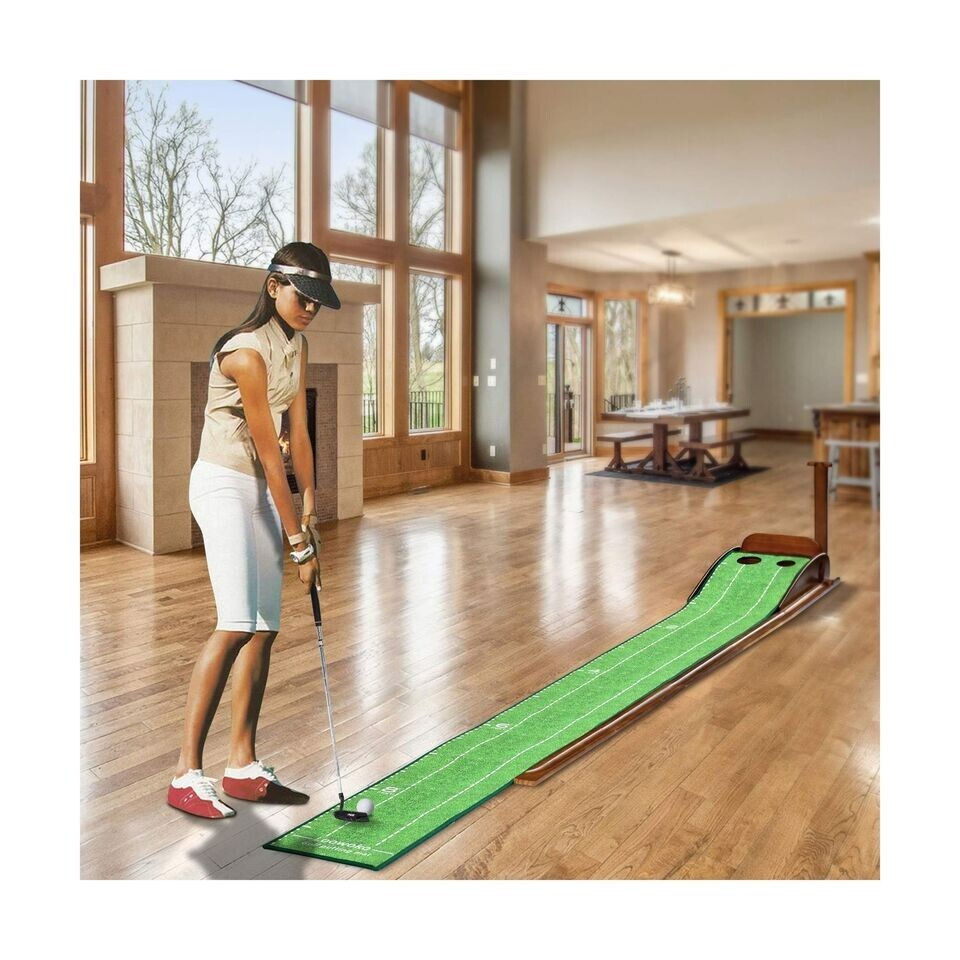 Loowoko Wood Golf Putting Green Auto Ball Return System Mini