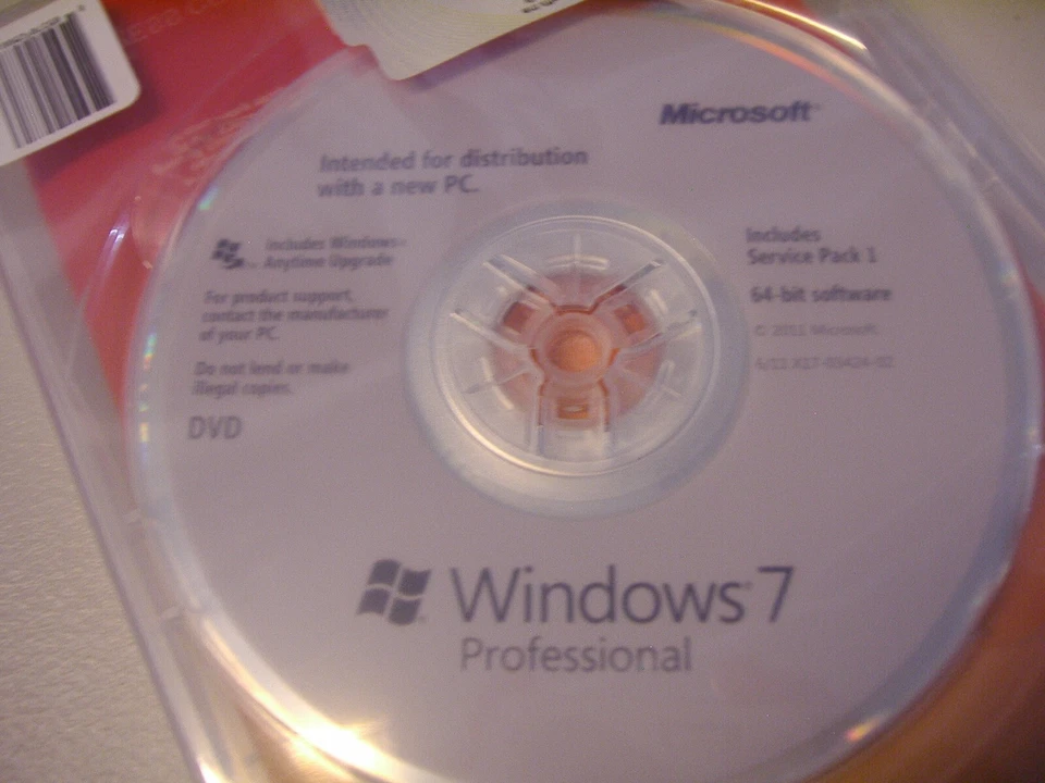 Microsoft Windows 7 Professional 64 bit x64 Full English DVD MS WIN=NEW SEALED= - Image 3 of 4