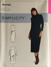 Simplicity 10742 High Collar Dress Over skirt Sleeves Ladies New Uncut Pattern +