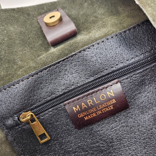 Marlon tote bag women's olive green suede studs boho cottage Made Italy new $227 - Picture 13 of 14