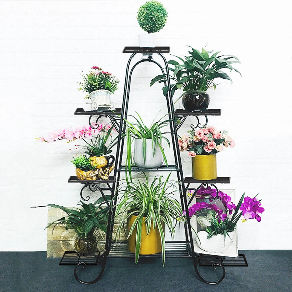 9 Macetas Grande Alto Soporte para Plantas Balcón Jardín Patio Flor Almacenamiento Estante Decorativo Foto 4 de 4