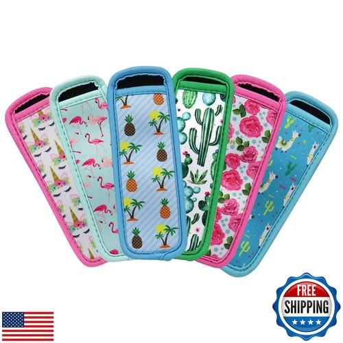 Ice Pop Sleeves 6pcs Neoprene Popsicles Holders Bags Reusable Popsicles Antif