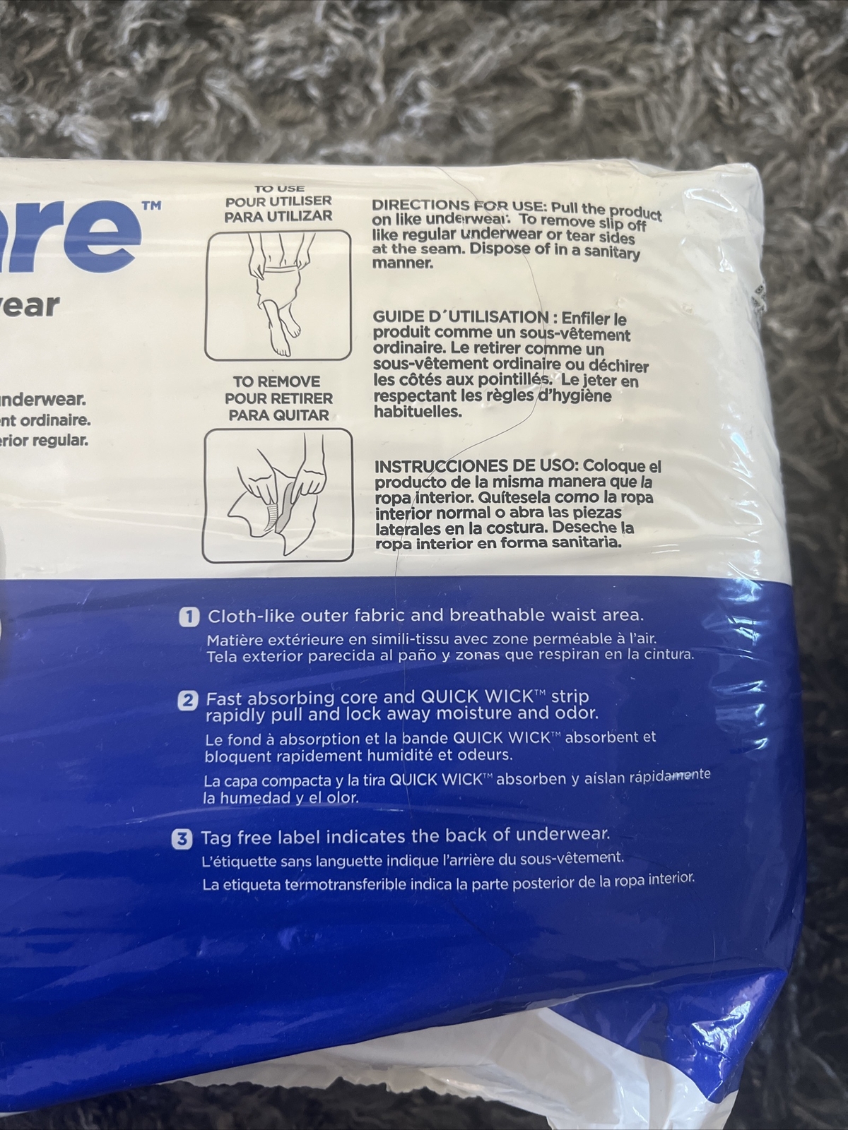 PROCARE Protective Underwear/Adult Diapers Large Waist 44"58" 18 Pairs