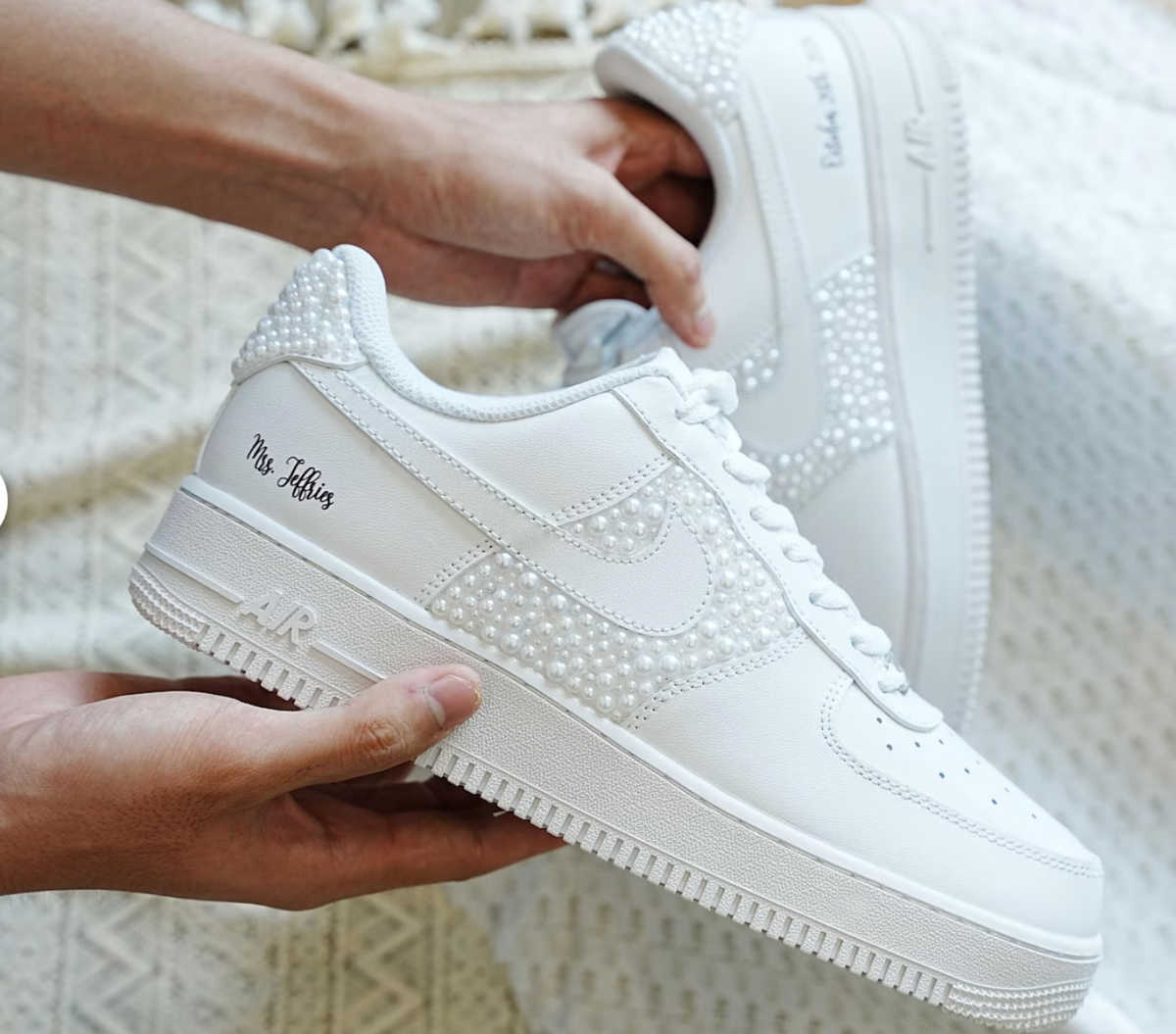 Wedding Shoes Bride Pearl Custom Air Force 1 Women's Custom Pearl