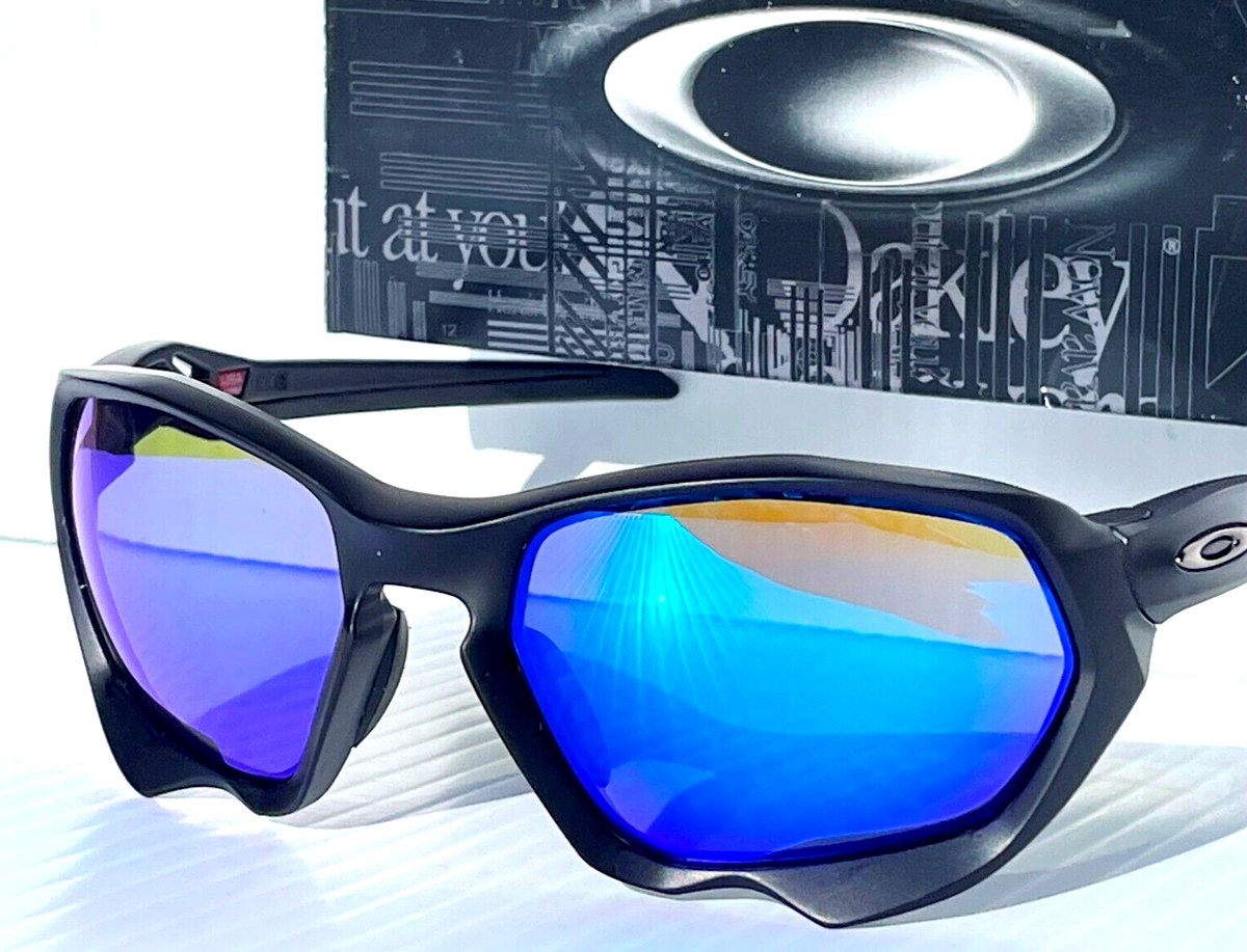 NEW Oakley PLAZMA Matte Black POLARIZED Galaxy Blue Lens Sunglass