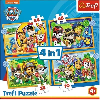 Trefl Puzzle 4in1, La Divertente Squadra di PAW Patrol, da 35 a 70 Pezzi, 4 Set