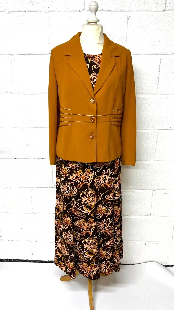 Mustard Gold with printed combination maxi skirt suit set women