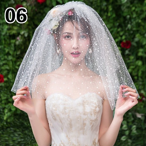 Elegant Short Bridal Tulle Veils Two Layers with Comb Wedding Accessories White - Picture 16 of 21