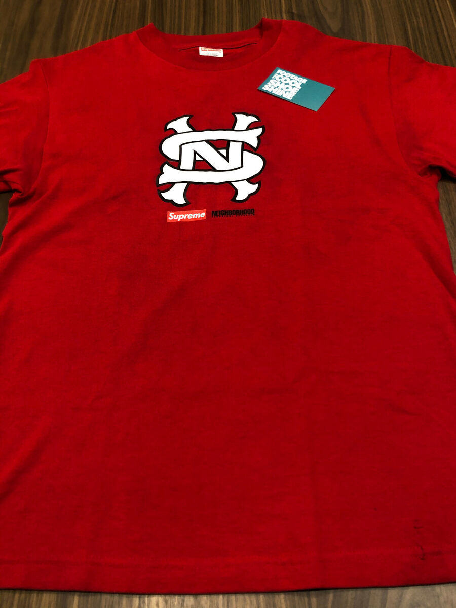 2007 SUPREME NEIGHBORHOOD NBHD BOX LOGO TEE SHIRT RED WHITE 2007 SUPREME NEIGHBORHOOD NBHD BOX LOGO TEE SHIRT RED WHITE
