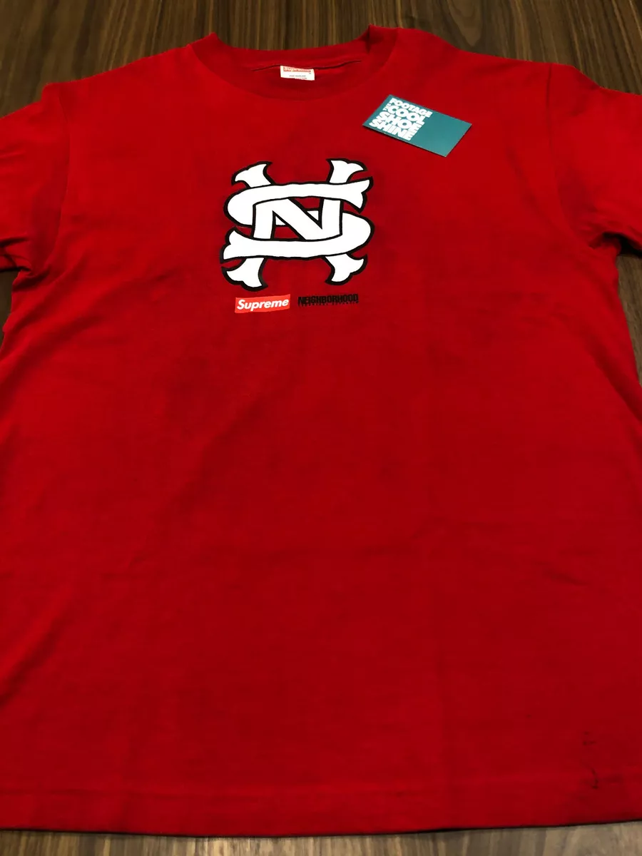 2007 SUPREME NEIGHBORHOOD NBHD BOX LOGO TEE SHIRT RED WHITE BLACK CDG MEDIUM M
