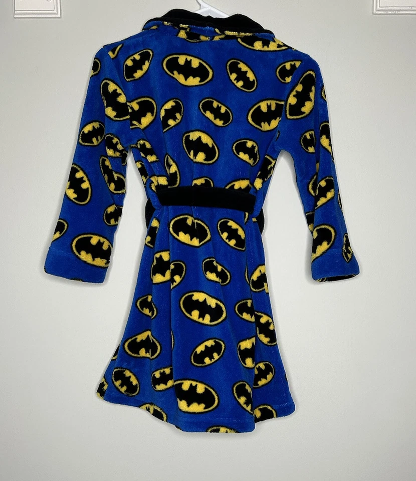 DC Comics Kids Boys Size 7 Batman Robe Blue w/ Batman Bat Symbol Prints - Image 2 of 4