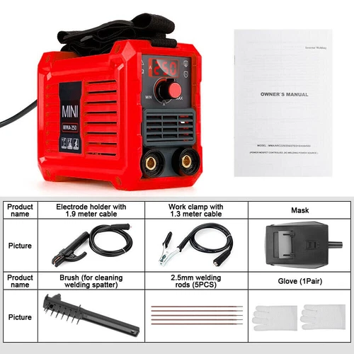 Mini Inverter Schweißgerät MMA 250 Elektroden Schweißmaschine Digitalanzeige NEU - Bild 3 von 15