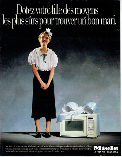 Werbung Advertising 0922 1987 Miele Mikrowelle Dotez Mädchen Ehemann finden