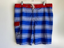 SPERRY Top-Sider 7.5" Blue Red White Swim Shorts Boardshorts Size 38