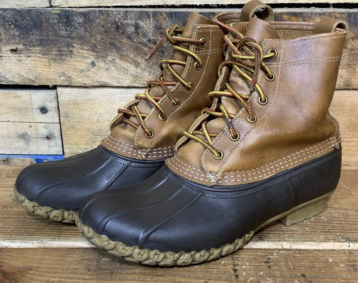 LL Bean Mens Brown Leather Duck Boots Hunting Rain 175052 Size 8M
