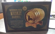 New Vintage Looking Mini Wooden Keg Whiskey Barrel 1 Liter W/ Stand & Funnel