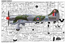 Model Airplane Plans UC : Hawker Tempest V 41" 1/12 Scale .29-.60 Musciano 