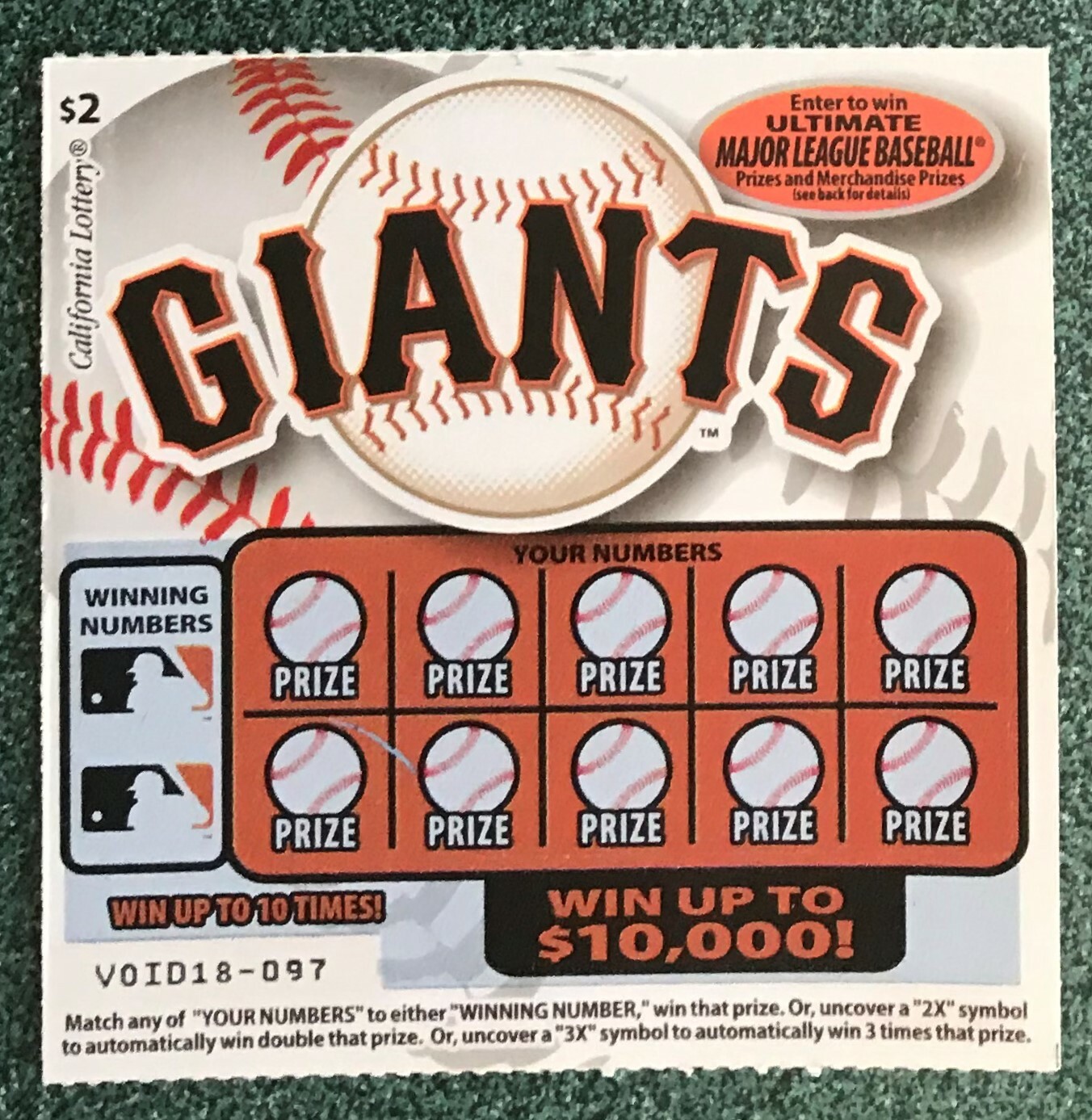 San Francisco Giants Major League Baseball SV Instant Lottery Ticket | eBay