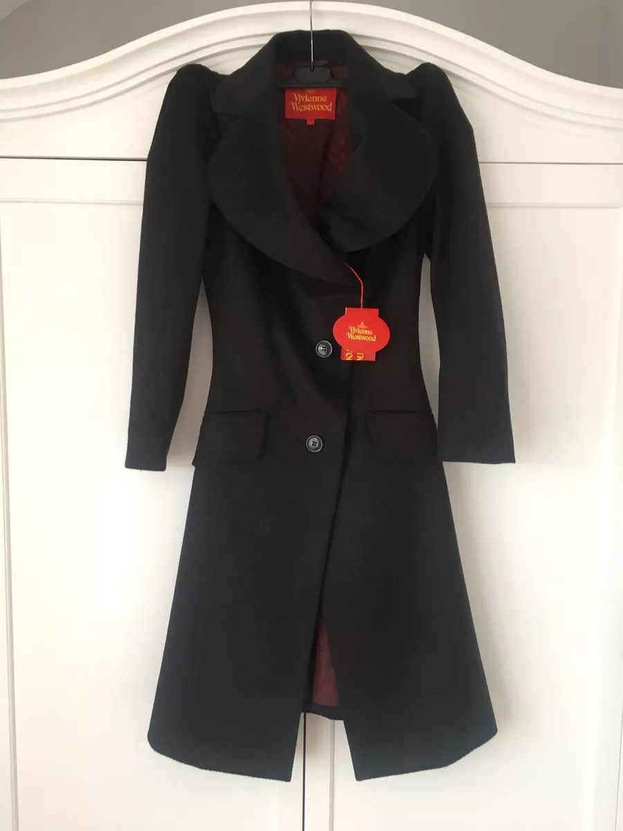 £950 VIVIENNE WESTWOOD Red Label Dark Grey Wool Coat Made In Italy