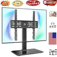 Elegant Height Adjustable Universal TV Stand for 27-55 Inch TVs - Glass Base