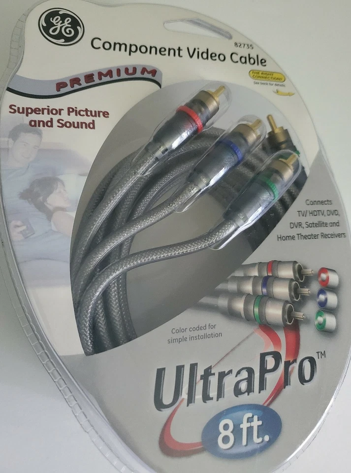New Sealed GE Component Video Cable 82735 Ultra Pro 8 Feet Color Coded Premium - Image 3 of 4