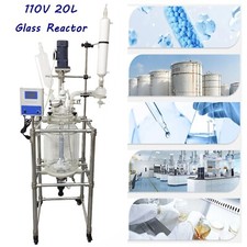 Double Layer Jacketed Glass Reactor 20L110V Lab Reactor Chemical Reaction Vessel