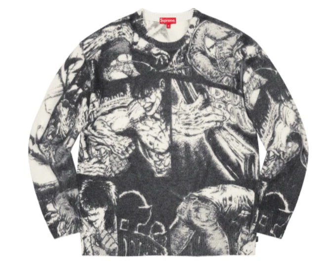 Pull Supreme The Crow taille moyenne blanc FW21 New York film bande dessinée