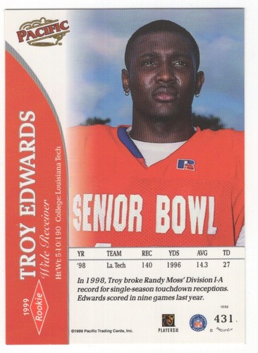 1999 Pacific Football Set Break - Cards #226-450 Pt.2 - 第 349/373 張圖片